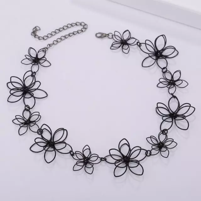 Flower Necklace Short Choker Floral Black Jewelry Women Clavicle Chain Statement