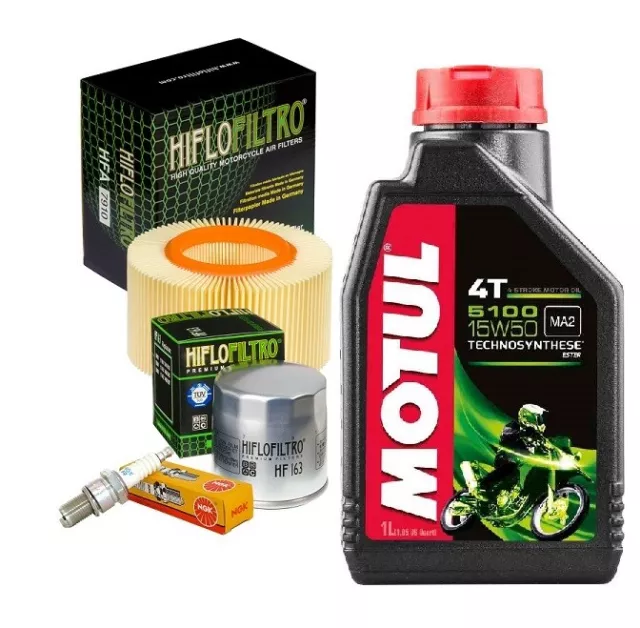 Kit tagliando Motul 5100 15w50 filtro olio aria candele BMW R 1100 gs 93/01