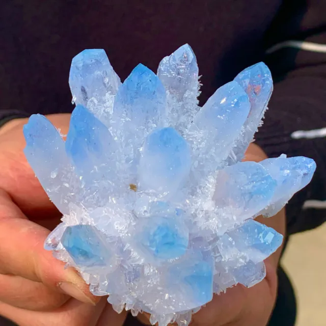 300g+  New Find Blue Phantom Quartz Crystal Cluster Mineral Specimen Gem