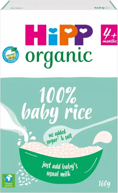 HiPP Organic 100% Baby Rice 4+ Months 160g (Pack of 4)