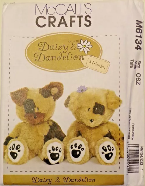 2 Plush Dogs 18 Inches tall Sewing Pattern McCall's M6134 NIP