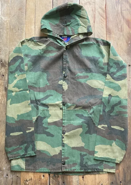 Vintage Sno King Woodland Camo Hooded Jacket - M/L - Made in USA