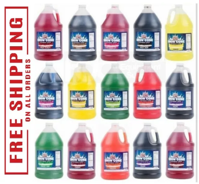 4 PACK Your CHOICE 1 Gallon Syrup MIX Flavors Snow Cone Machine Shaved Ice bonus