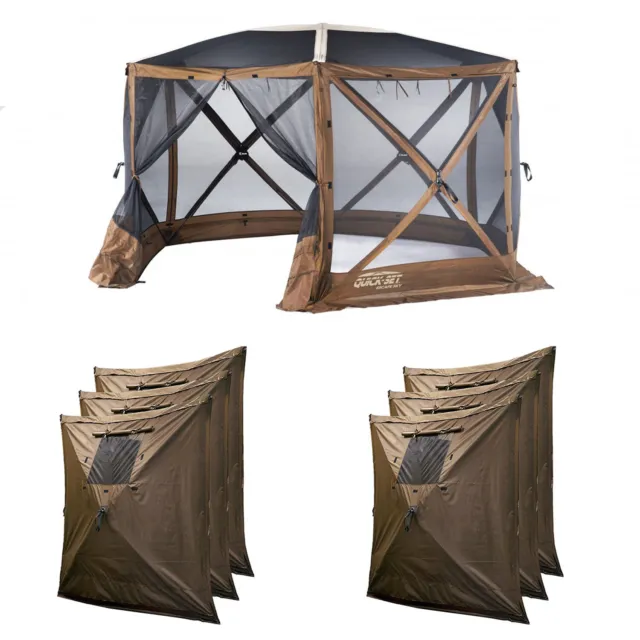 CLAM Quick-Set Escape Sky Screen Canopy Shelter + 6 Pack of Wind and Sun Panels