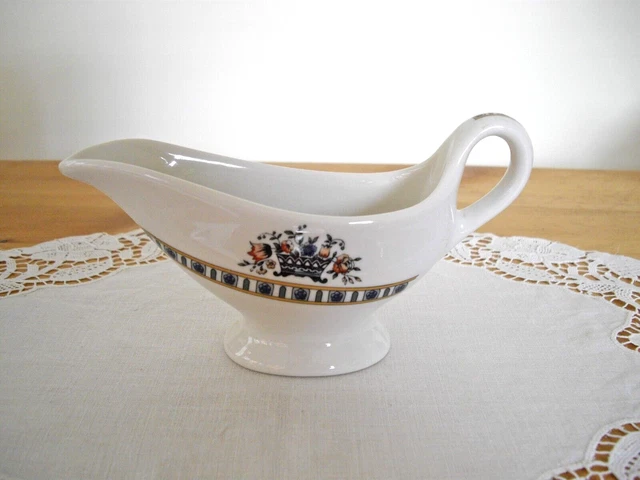 Vintage Syracuse China Syrup Gravy Sauce Boat VIRGINIA Blue Flowers Baskets ~