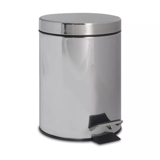 Bathroom Pedal Bin Rubbish Waste Trash Removable Bucket (3L) - Chrome Finish