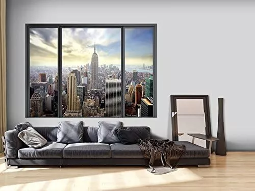 Papier peint intissé 3D 150x210 poster Déco Vue depuis fenêtre New York