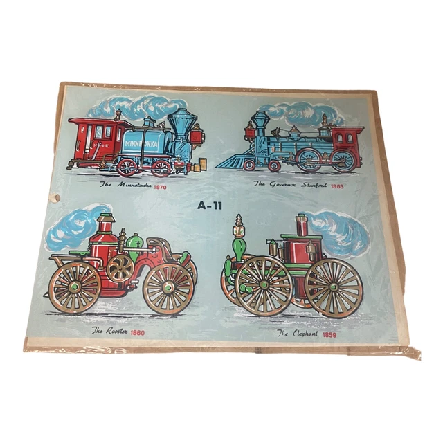 Calcomanías Pintadas a Mano Tren Máquina de Vapor Una Hoja DECORATIVAS A-11 De Colección