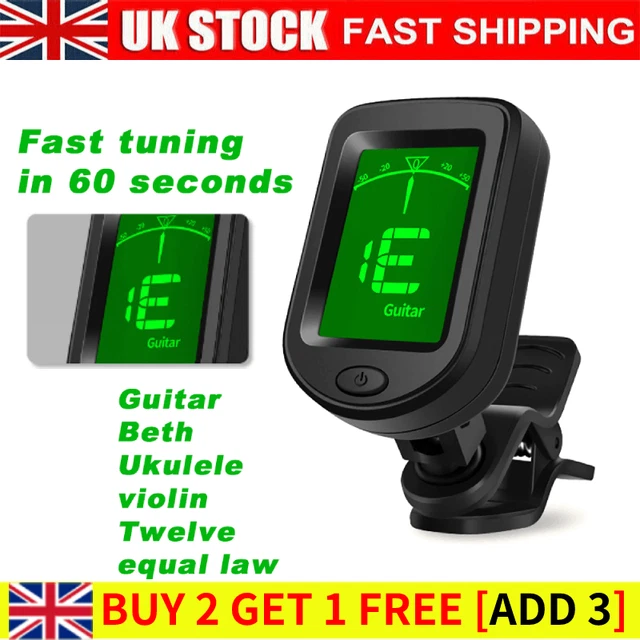 Digital Chromatic LCD Clip-On Tuner For Guitar Ukulele Violin Electric UK SELLER
