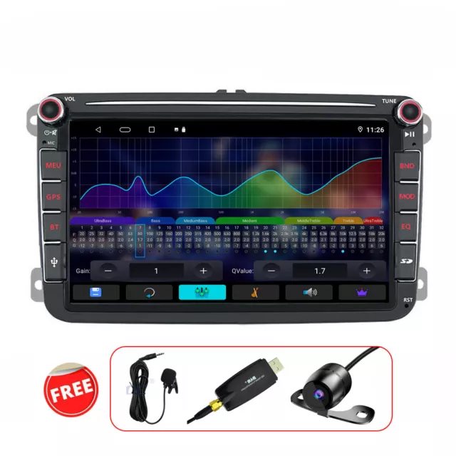 2 DIN Carplay Android Auto Car Stereo GPS SAT NAV For VW Golf MK5 Transporter T5