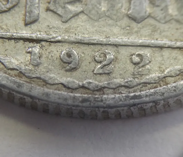 Set of 2- 1922 GERMANY 50 PFENNIG Double Die Error Coins Overdate GERMAN EMPIRE