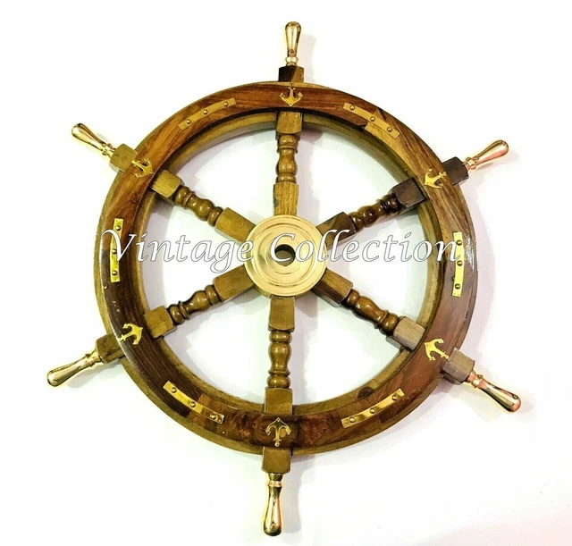 Wooden Maritime Ship Steering 24" Wheel Pirate Ship Decor Nautical