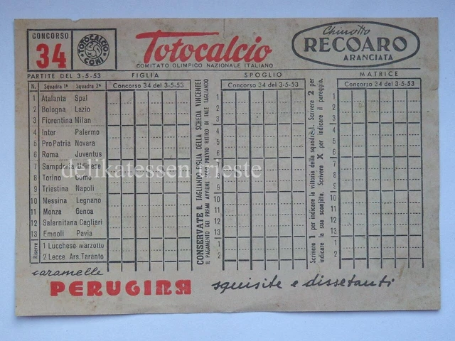tonyface: La schedina del Totocalcio