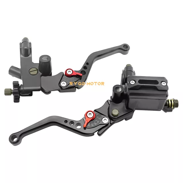 Universal Motorcycle 7/8'' CNC Brake Clutch Master Cylinder Lever Set Reservoir