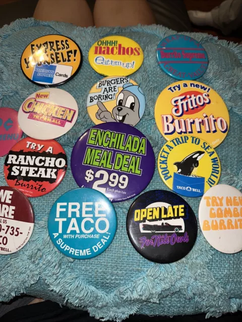 14 Vintage Taco Bell Buttons