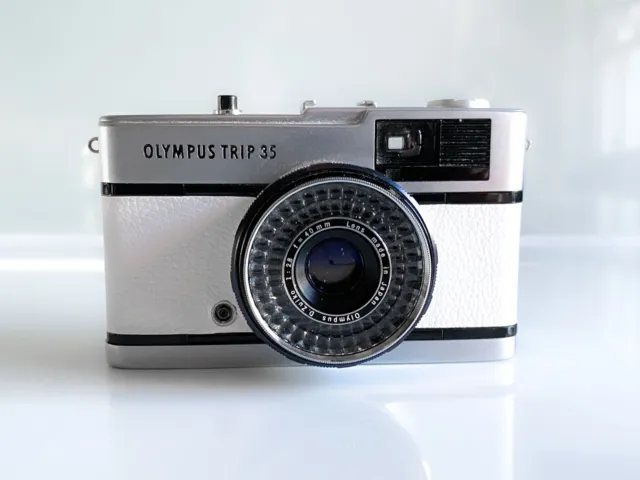 Olympus Trip 35 SLR Film Camera New Seals & Leather White Fully Working 3