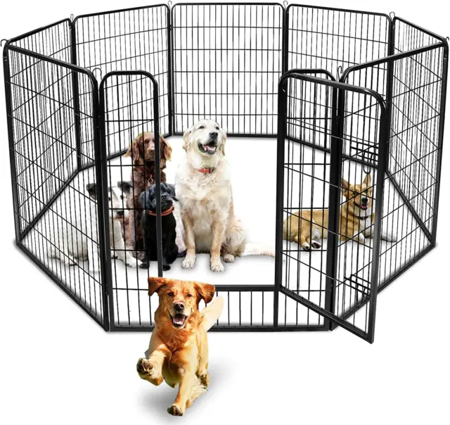 Dog Playpen Outdoor, Indoor Pet Pen, 8 Panels Dog Fence for Small/Medium Dogs, 4