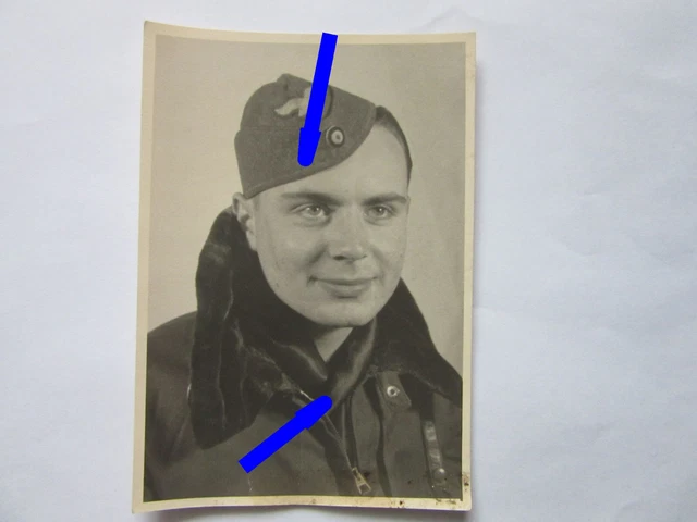 FOTO LUFTWAFFE PILOT Lederjacke Kombi Schal Schiffchen M1083 EUR 5,99 ...