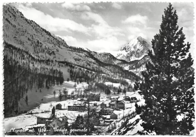 CARTOLINA DI TORINO ,CLAVIERE - VEDUTA GENERALE viaggiata 1952