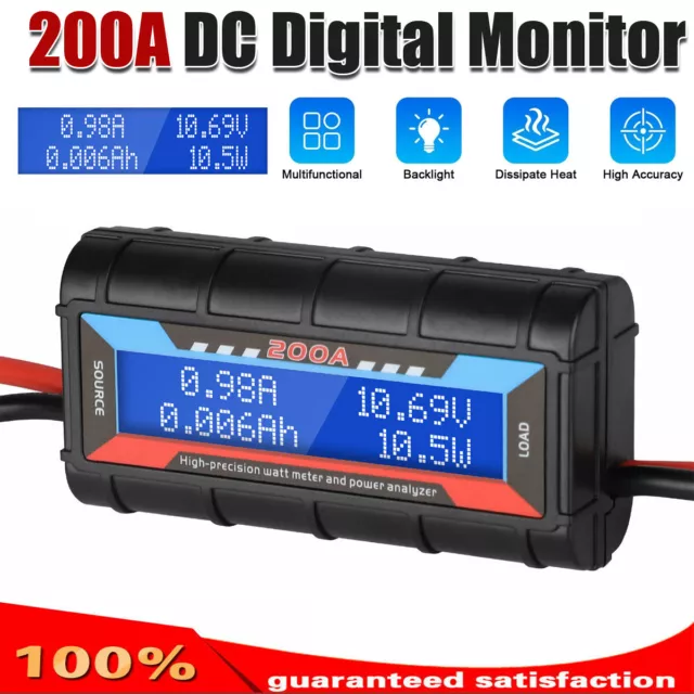 200A DC Digital Monitor LCD Volt Amp Meter Analyser for RC Battery Solar Power