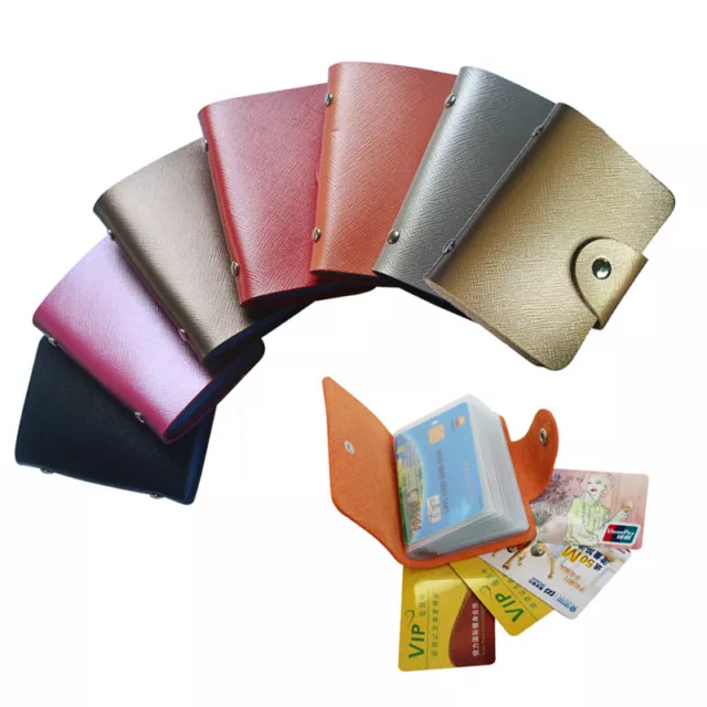 24Cards Pu Leather Bank Business Id Credit Card Holder Pocket Case Purse F