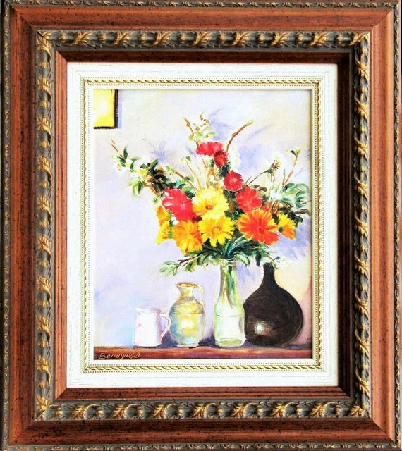 PINTURA AL OLEO ORIGINAL de BERRUGUETE “Flores del campo” Oil painting, á l’ hu