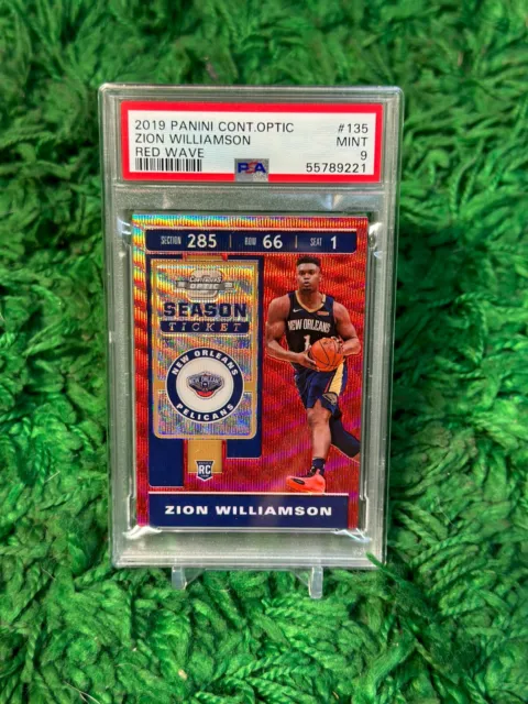 2019-20 Panini Contenders Optic Zion Williamson RC Red Wave Prizm PSA 9 MINT