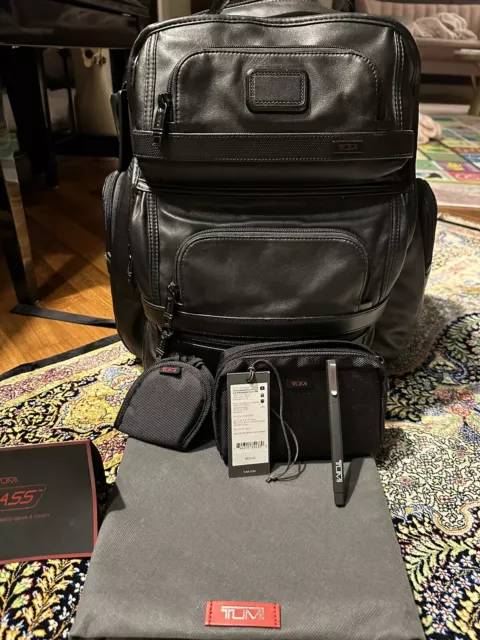 Tumi - Alpha 2 – Leather Brief Pack Backpack - Black W Dust Bag Tumi Pen