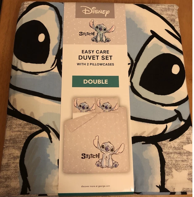 DISNEY ASDA LILO & Stitch DOUBLE Duvet Set Grey Star Print Bedding Bed
