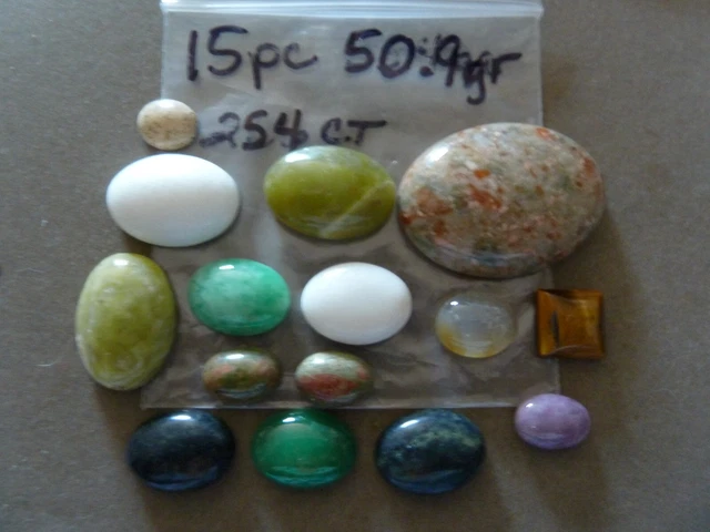 254 ct Gemstone Cabochon Lot 50.9 gr 15 pcs  Unikite Jaspers
