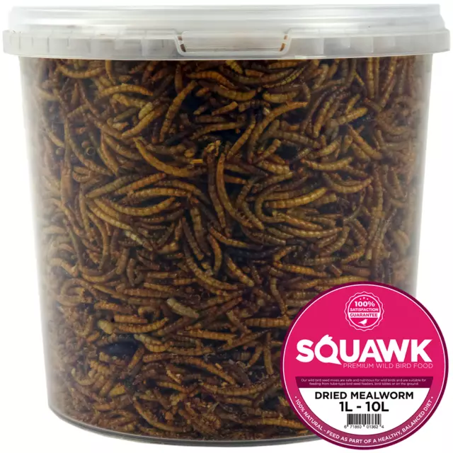 SQUAWK Dried Mealworms - Premium Quality Wild Bird Food Garden Snacks For Birds