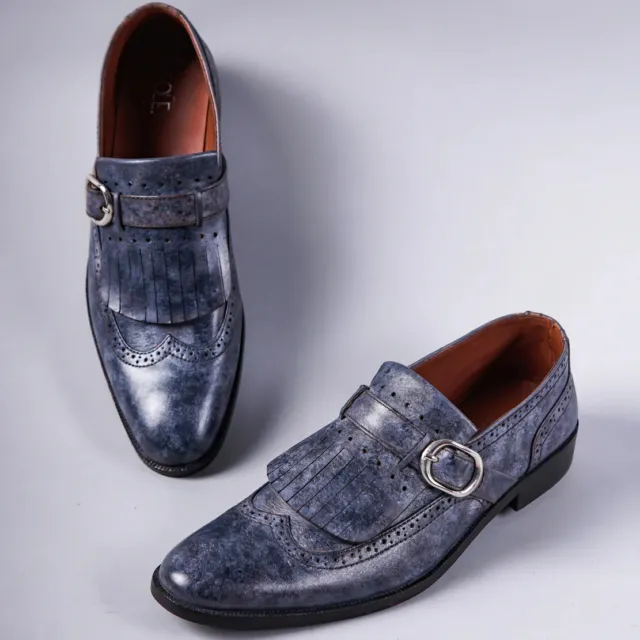 Handmade Imperial Wingtip Patina Dress Loafers Men's Shoes Genuine Calf Leather