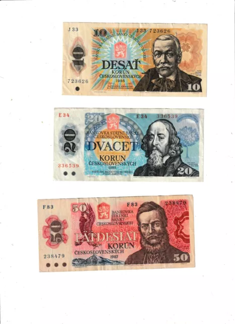 Czechoslovakia  Three  Notes
