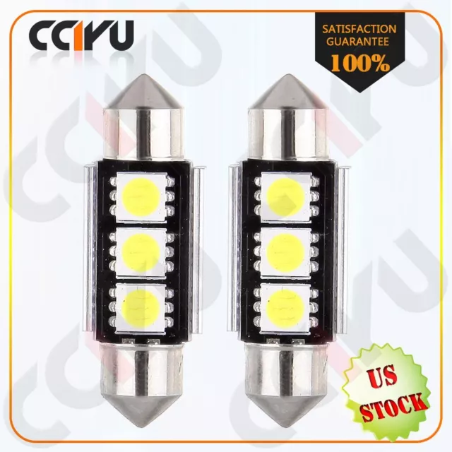 2x 36mm CANBUS Error Free White 5050 6418 C5W License Plate Dome Light Bulb