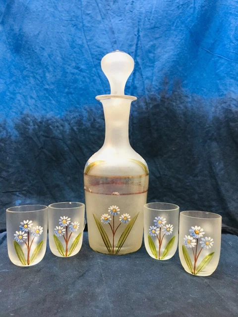 Lot De 3 Verres à Liqueur Georges Sand Par Portieux – Bleu, Style Vintage