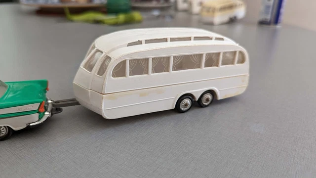 Miniature Norev 1/43 - Lancia Flaminia Avec Caravane Henon EH 56 220 (Occasion, D'origine)