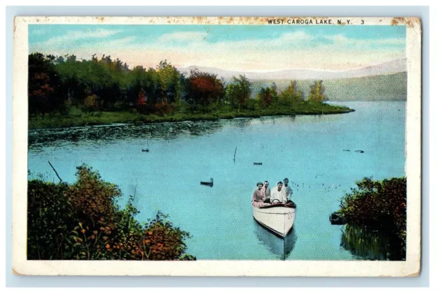 c1920's View Of West Caroga Lake Boat New York NY Unposted Vintage Postcard