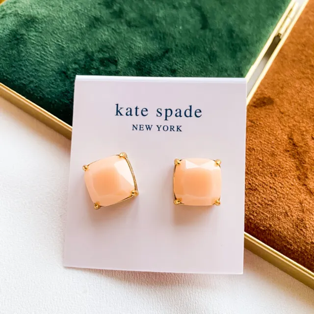 Kate Spade Gold Light Pink Small Square Stud Earrings
