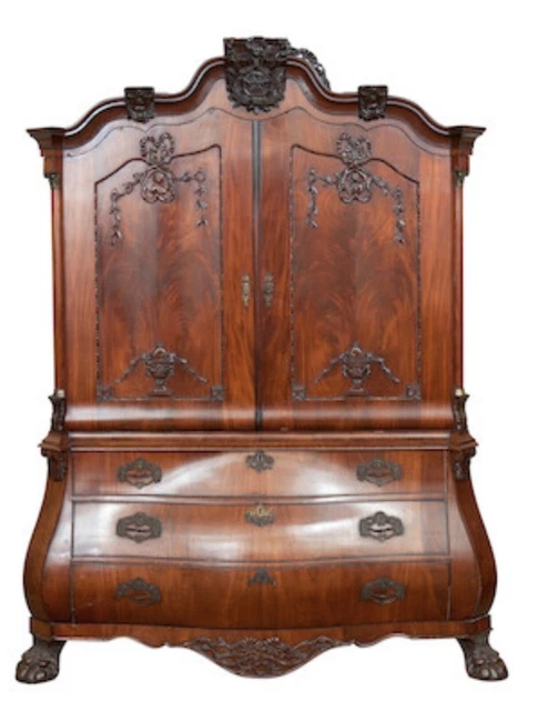 A 19th Century Flemish mahogany bombe armoire