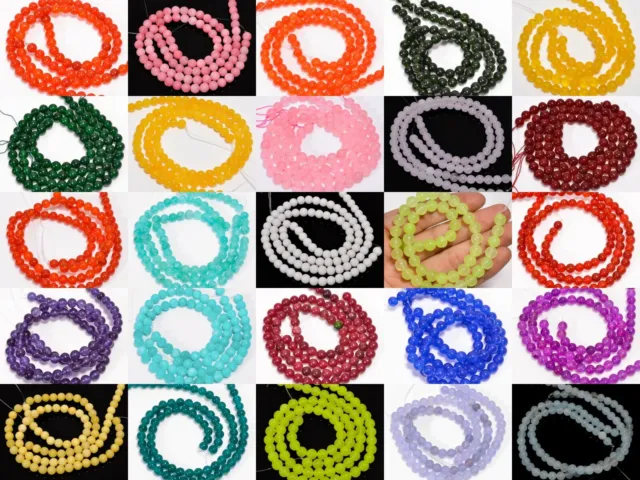 Natural Gemstone Beads Round 6mm 8mm 15.5" Strand For Healing and Jewelry Making