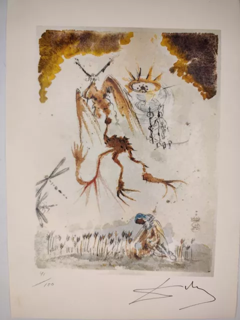 Salvador Dali COA Vintage Signed Art Print on Paper Limited Edition Signed