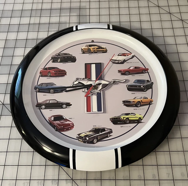 HISTORY OF THE Ford Mustang Wall Clock 13" with Engine Sounds 12.10