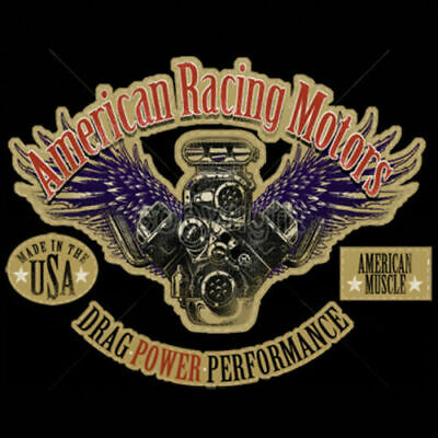 T-shirt American Racing Motors Drag Power Performance HOT Rat Rod Rockabilly v8