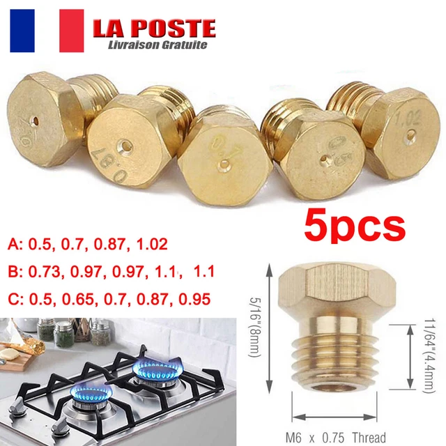 5pcs LPG Gas Jet Set Burner Gas Hob LPG Conversion Kit Buses Propane Injector