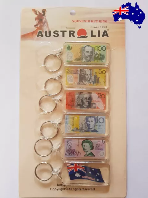 Australian Souvenir Keyrings - Australian Currency Note Bill Key Ring