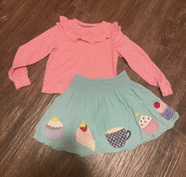 mini boden girls Pink sweatshirt And Skirt Set Size 7-8