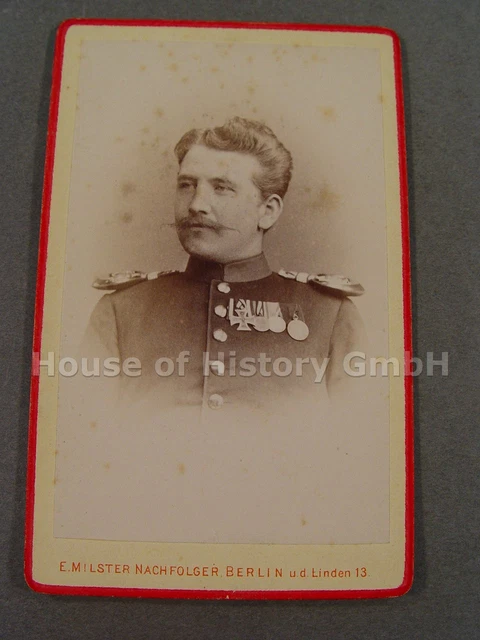 72856, Portraitfoto, CDV, Offizier mit 4er Ordensspange, Eisernes Kreuz 1870