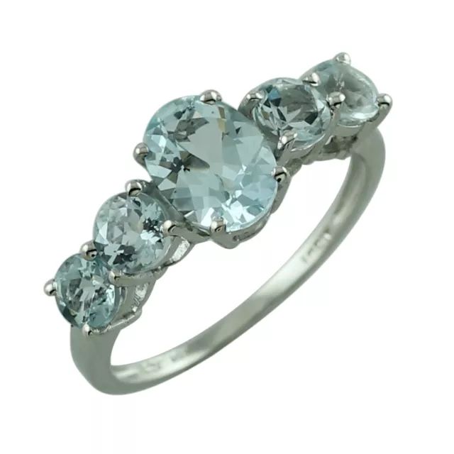 Oval Cut Aquamarine Cocktail Ring 10k White Gold Jewelry Christmas Gift