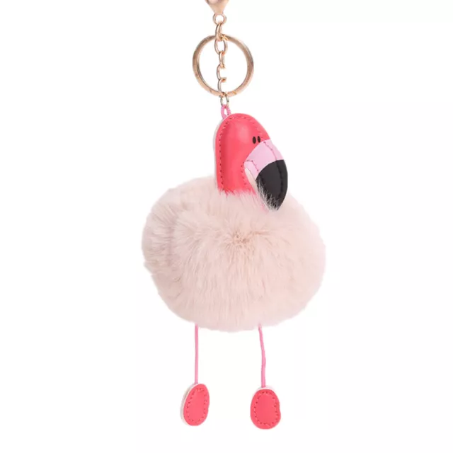 Key Ring Fake Fur Ball Flamingo Shape Charming Car Bag Decor Keys Cute