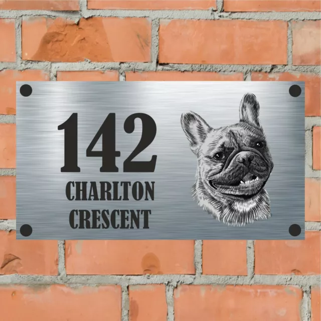 French Bulldog Aluminium House Sign Personalised - House Name/No & Street Name